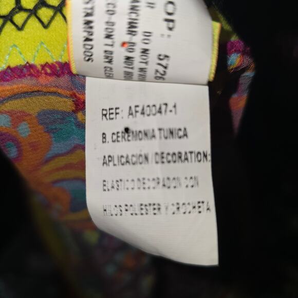 Agua Bendita Silk Chromatic Tribal Ceremonia Tunica Cover-Up One Size - Picture 7 of 7